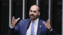 Deputado federal Eduardo Bolsonaro foi indicado à liderança da minoria na Câmara, mas Motta impediu | Foto: Zeca Ribeiro/Câmara dos Deputados