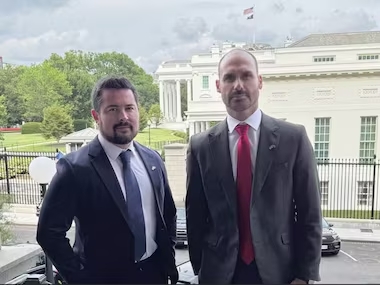 Paulo Figueiredo e Eduardo Bolsonaro estão nos EUA para articular a aplicação de sanções contra ministros do STF | Foto: Reprodução/Instagram