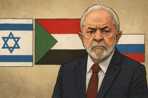 Lula critica a reação de Israel em Gaza, mas ignora ataques da Palestina e as ações da Rússia contra a Ucrânia | Foto: Divulgação/Oeste | Imagem criada com o auxílio de inteligência artificial