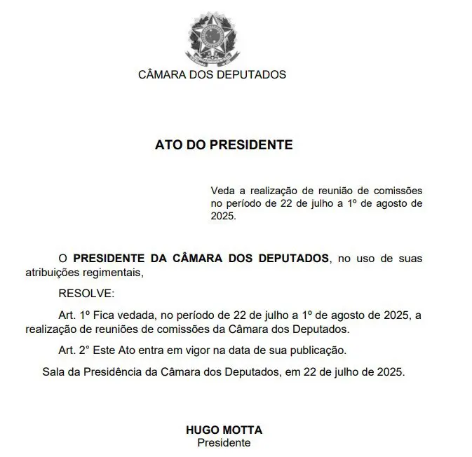 Ato de Hugo Motta | Foto: Reprodução/Redes sociais