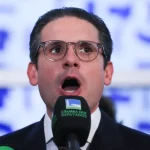 O presidente da Câmara, Hugo Motta, durante o anúncio da federação partidária Solidariedade-PRD, na Câmara - 25/6/2025 | Foto: Lula Marques/Agência Brasil
