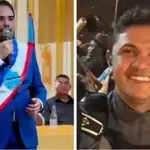 Prefeito João Vitor Xavier à esquerda; policia militar Geidson Thiago da Silva dos Santos à direita