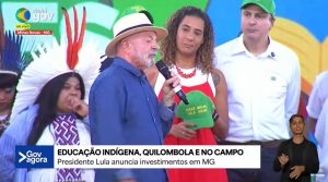 Um boné com a frase 'Make Brasil Lula Again' estampada chamou atenção durante a cerimônia | Foto: Divulgação/Governo federal