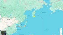 Ponto amarelo mostra o local do terremoto, que causou tsunami ao redor do mundo