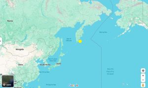Ponto amarelo mostra o local do terremoto, que causou tsunami ao redor do mundo