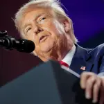 O presidente dos EUA, Donald Trump, na Cúpula Vencendo a Corrida da IA, em Washington DC, EUA - 23/7/2025 | Foto: Kent Nishimura/Reuters