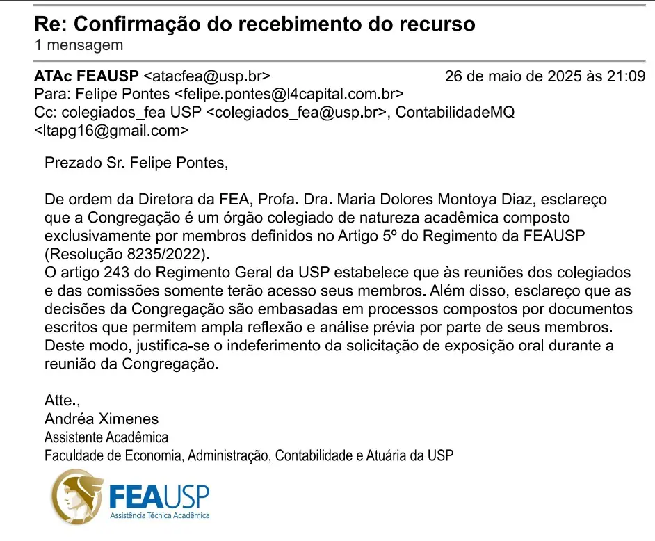 USP negou pedido de defesa oral de denúncia sobre possível fraude | Foto: Reprodução