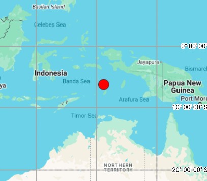 Terremoto, a 98 km de profundidade, atingiu a região das Ilhas Tanimbar, na Indonésia, nesta segunda-feira, 14 de julho | Foto: Reprodução