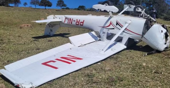 Avião de pequeno porte faz pouso de emergência em Jundiaí (SP) | Foto: Redes sociais/Reprodução