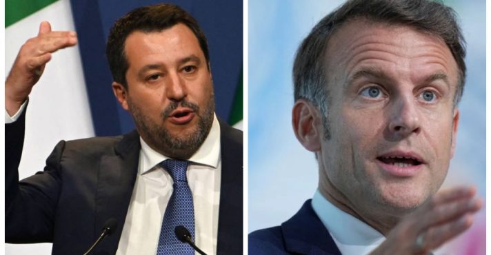 Salvini, vice-primeiro-ministro da Itália, e Emmanuel Macron, presidente da França | Foto: Reprodução/Redes sociais
