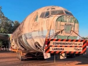 Fuselagem do Boeing 727 da Vasp vai virar suíte de hotel no interior do Maranhão | Foto: Reprodução/Twitter/X