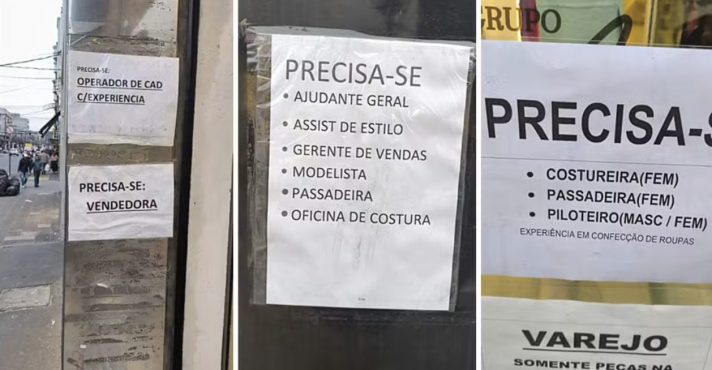Anúncios de vaga de emprego no Brás, Centro de SP