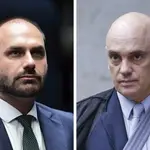 Eduardo Bolsonaro faz acusação direta a Alexandre de Moraes | Foto: Reprodução/Montagem sobre redes sociais