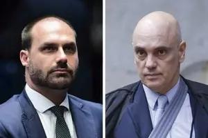 Eduardo Bolsonaro faz acusação direta a Alexandre de Moraes | Foto: Reprodução/Montagem sobre redes sociais