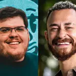 Casemiro (Cazé TV) e Fred Bruno (Globo): novo duelo por audiência esportiva no YouTube | Foto: Montagem sobre reprodução/Redes sociais