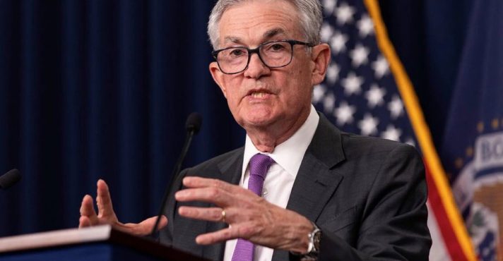 O presidente do Federal Reserve, Jerome Powell, no simpósio de Jackson Hole: tendência de queda nos juros dos EUA | Foto: Reprodução/Twitter/X
