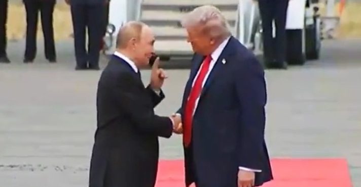 Cena de encontro entre Trump e Putin, nesta sexta, 15, no Alasca | Foto: Reprodução/Twitter/X