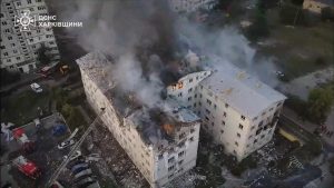 Um dos prédios bombardeados pelos russos | Foto: Reprodução/Governo da Rússia