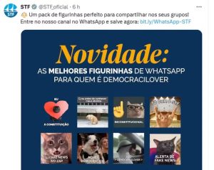 Pacote de figurinhas do STF | Foto: Reprodução/Redes sociais