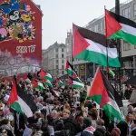 Manifestação pro-Palestina em Copenhague, na Dinamarca | Foto: Danish Times