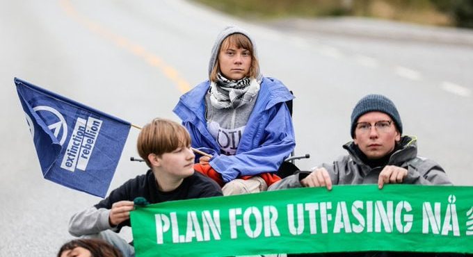 Greta Thunberg durante protesto na Noruega | Foto: Reprodução/Redes sociais