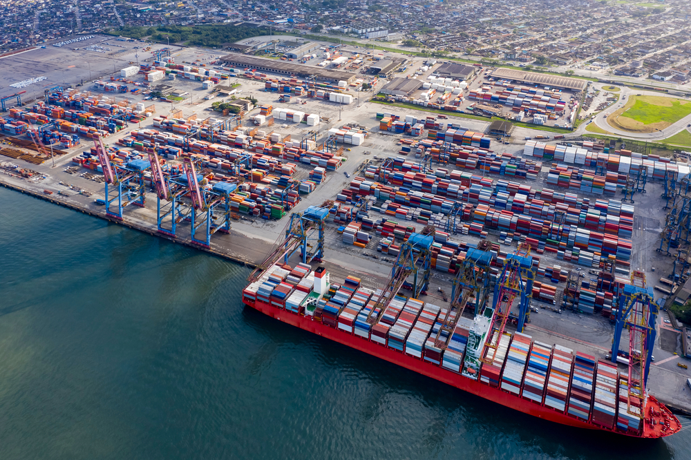 Imagem aérea do Porto de Santos; TCU