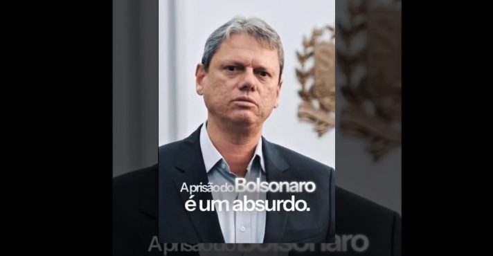 O governador Tarcísio de Freitas em vídeo nas redes sociais: 'Medida é uma ameaça à democracia' | Foto: Reprodução/@tarcisiogdf