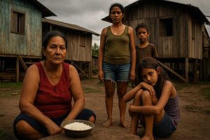 Enquanto ONGs e governos estrangeiros disputam protagonismo verde e o Brasil exibe compromissos climáticos, a vida cotidiana dos amazônidas permanece esquecida | Foto: Divulgação/Oeste | Imagem criada com o auxílio de inteligência artificial