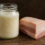 A banha de porco é usada em alimentos | Foto: Divulgação/Oeste | Imagem criada com o auxílio de inteligência artificial