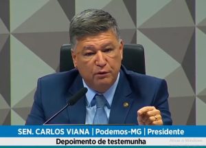 Momento em que o senador Carlos Viana determina a prisão de depoente durante a CPMI do INSS | Foto: Reprodução/Twitter/X