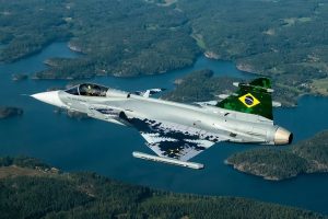 O primeiro F-39 Gripen da frota militar brasileira: voo inaugural em 2020 | Foto: Divulgação/FAB