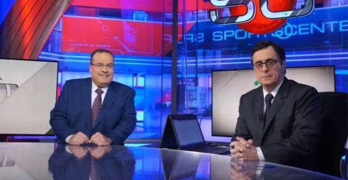 Paulo Soares (esquerda) e Antero Greco, que dividiam a bancada do programa SportsCenter, da ESPN | Foto: Reprodução/Twitter/X/@ESPN