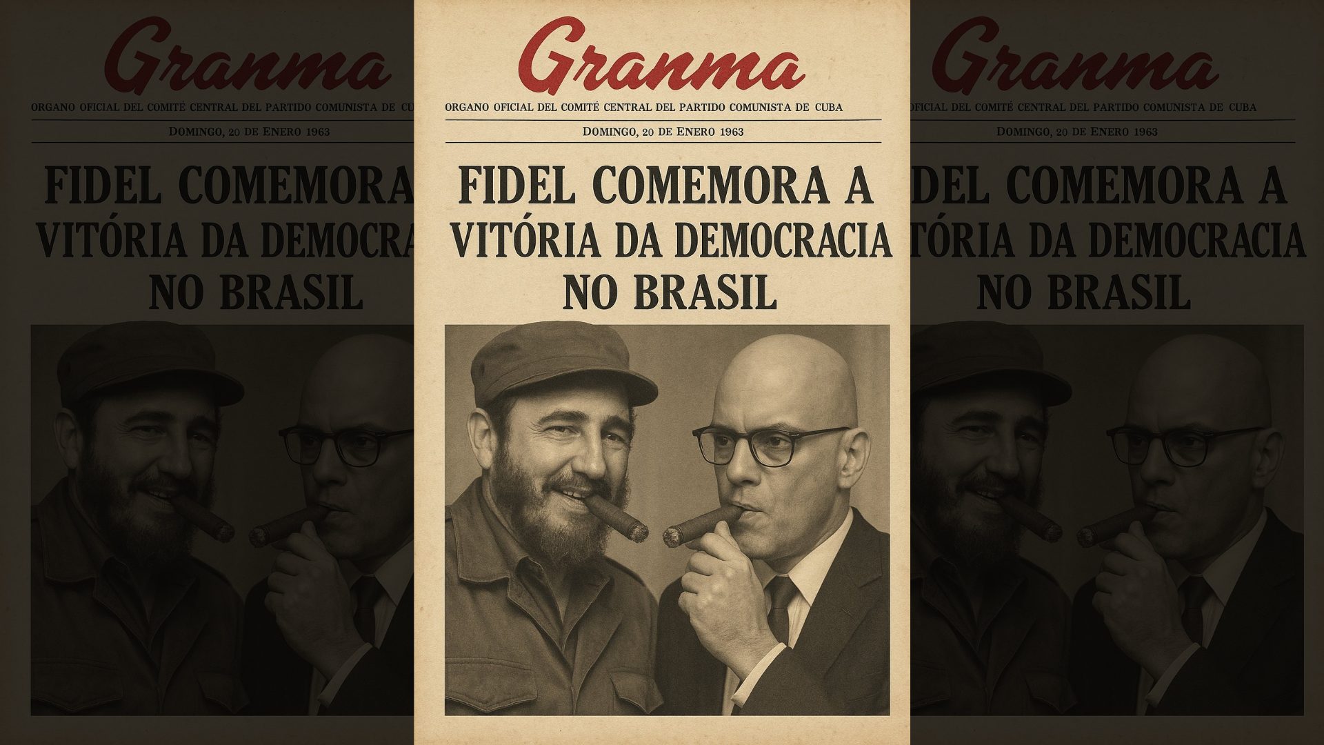 Montagem postada no Twitter/X ironiza Moraes e relembra jornal do Partido Comunista de Cuba | Foto: Reprodução/Twitter/X