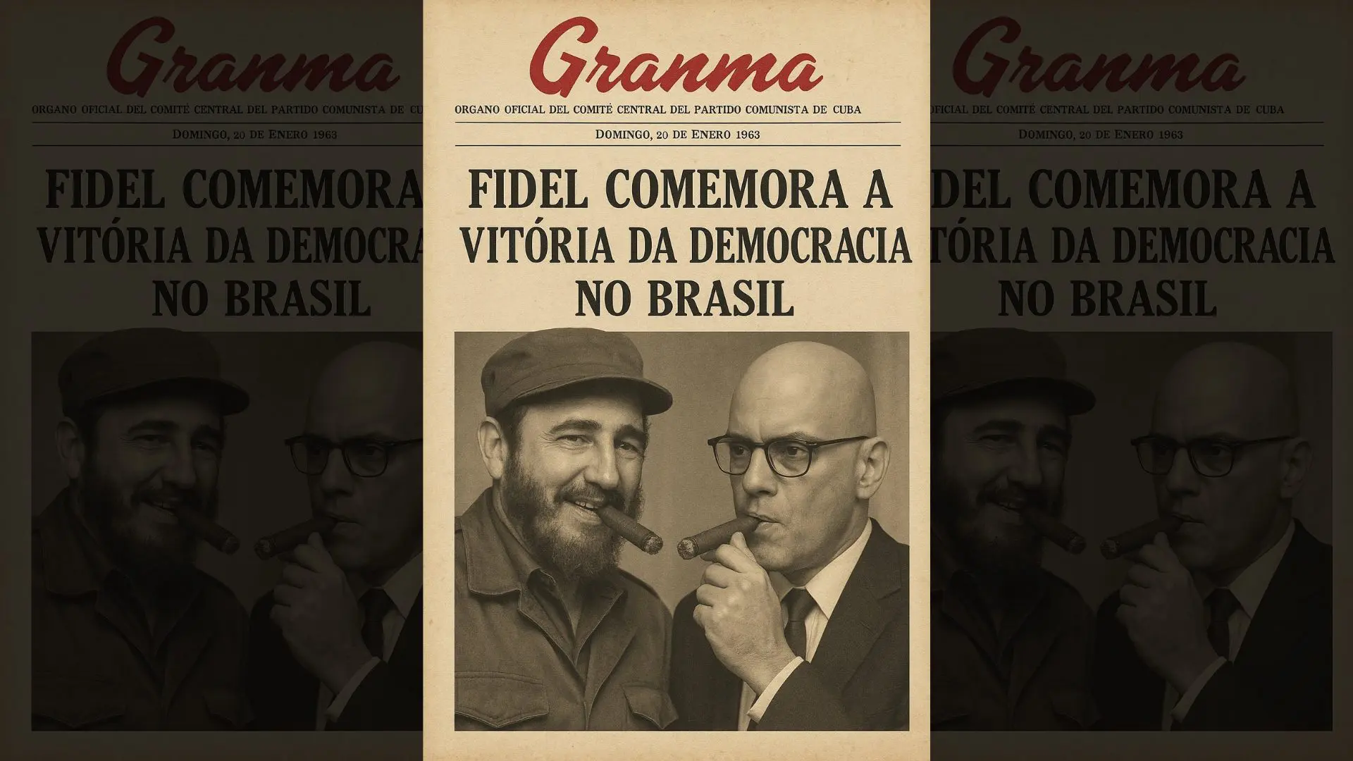 Montagem postada no Twitter/X ironiza Moraes e relembra jornal do Partido Comunista de Cuba | Foto: Reprodução/Twitter/X
