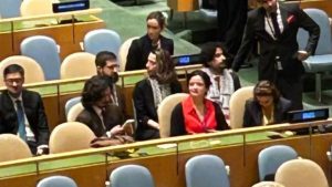 Brasileiros usam lenço keffiyeh na ONU | Foto: X/Reprodução