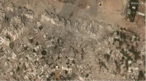 Vista aérea de região residencial de Gaza | Foto: Reprodução/Redes sociais