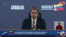 Maduro, em entrevista à imprensa internacional: 'paz, liberdade e democracia' | Foto: Reprodução/Twitter/X