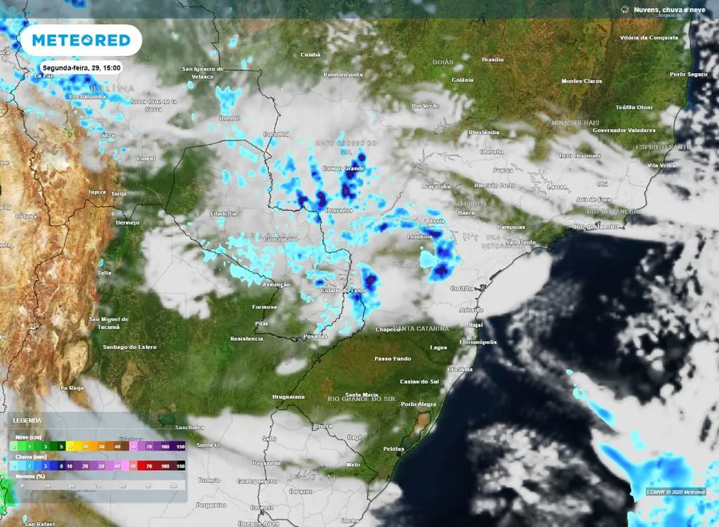 Rajadas intensas de vento e granizo não estão descartados | Foto: Divulgação/Meteored