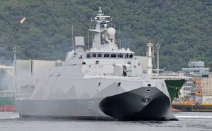 Embarcação da Marinha de Taiwan: Leonardo equipa corveta com radar de controle de tiro | Foto: Reprodução/Twitter/X