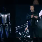 O robô Optimus e seu idealizador, Elon Musk; pelo histórico, é bom não duvidar das previsões do bilionário | Foto: Divulgação/Tesla