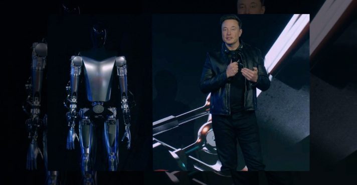 O robô Optimus e seu idealizador, Elon Musk; pelo histórico, é bom não duvidar das previsões do bilionário | Foto: Divulgação/Tesla