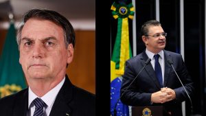À esquerda, o ex-presidente Jair Bolsonaro; à direita, o líder do PL na Câmara, deputado Sóstenes Cavalcante