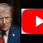 À esquerda, do presidente dos EUA, Donald Trump; à direita, logotipo do YouTube