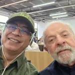 Gustavo Petro e Lula, durante a inauguração de um centro de segurança para a Amazônia