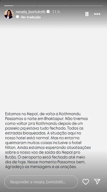 Liderado por Renata Bortolotti, o grupo de 7 mulheres tinha um voo do Nepal para Butão agendado