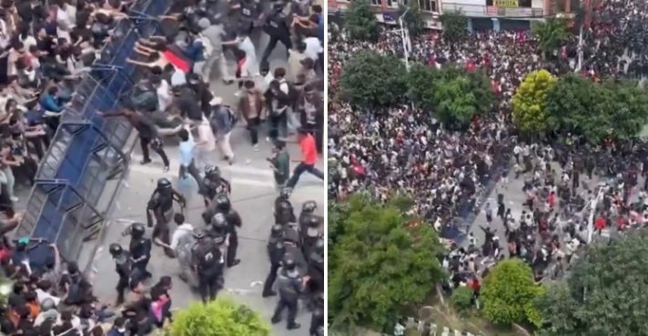 Manifestação na capital do Nepal neste domingo, 7 de setembro | Foto: Reprodução/Redes sociais
