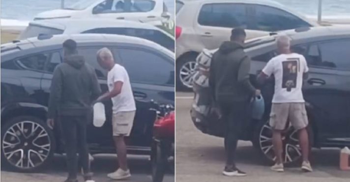 Senador Romário sendo auxiliado por motociclista no Rio de Janeiro | Foto: Reprodução/Instagram