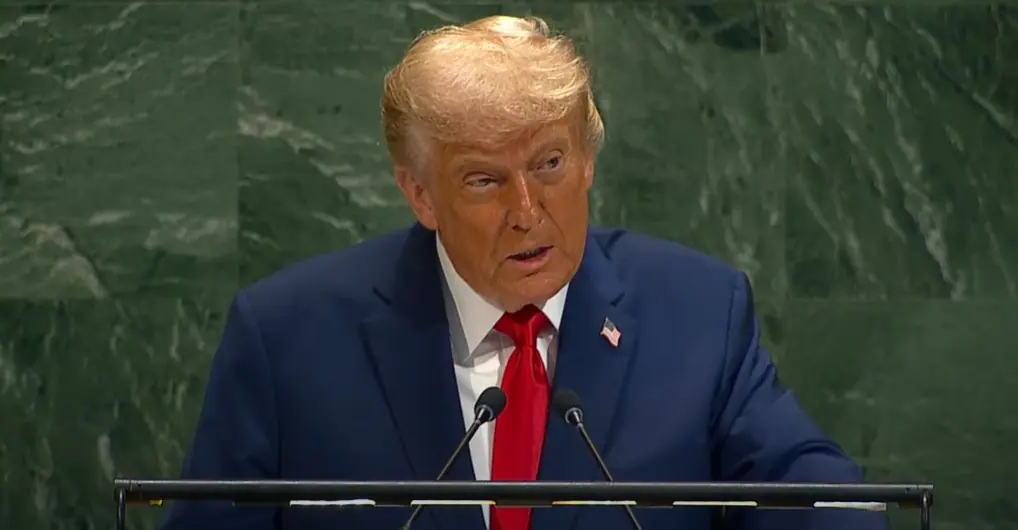 O presidente dos Estados Unidos Donald Trump, em discurso na 80ª Assembleia-Geral da ONU | Foto: Reprodução/YouTube/ONU
