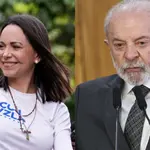 María Corina Machado, líder da oposição da Venezuela, e o presidente Lula | Foto: Reprodução/Montagem/Revista Oeste