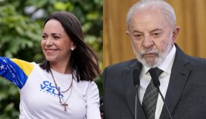María Corina Machado, líder da oposição da Venezuela, e o presidente Lula | Foto: Reprodução/Montagem/Revista Oeste
